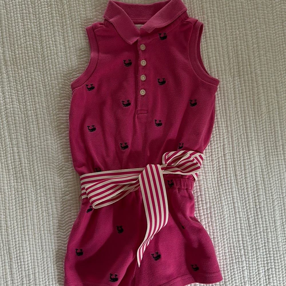 Pink and navy blue whale jumper